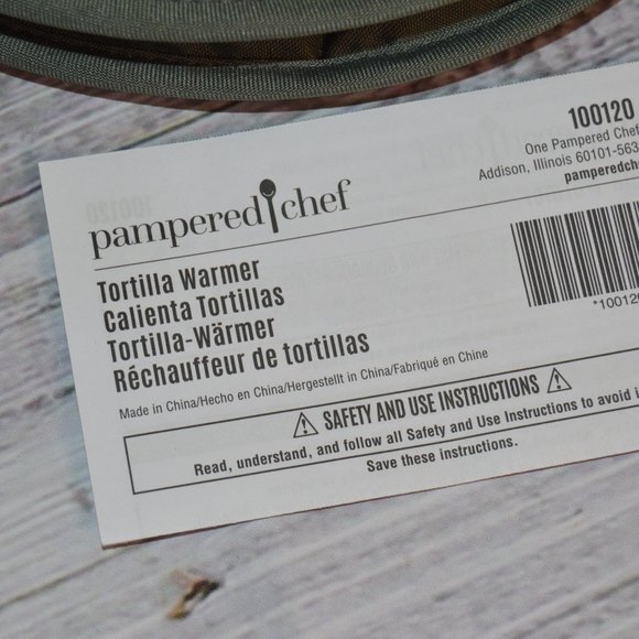 Pampered Chef Tortilla Pita Warmer 100120 Microwave Warming Pouch Gray Cloth - Picture 4 of 5
